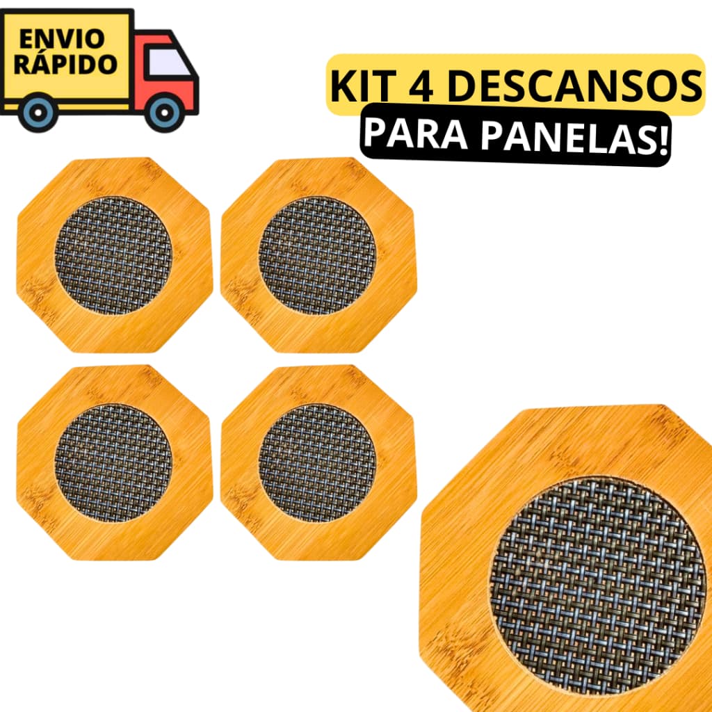 Kit 4 Descanso de Panela estilo Bambu Hexagonal Protege sua Mesa e Bancada Para Cozinha Decoração