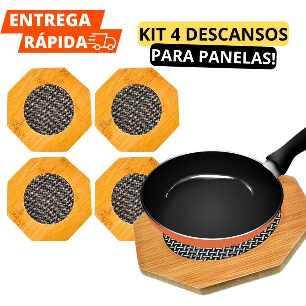 Kit 4 Descanso de Panela estilo Bambu Hexagonal Protege sua Mesa e Bancada Para Cozinha Decoração