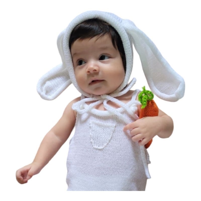 ✨ Touca Coelhinho Orelhudo Newborn em Tricô | Prop para Fotografia de Bebê ✨