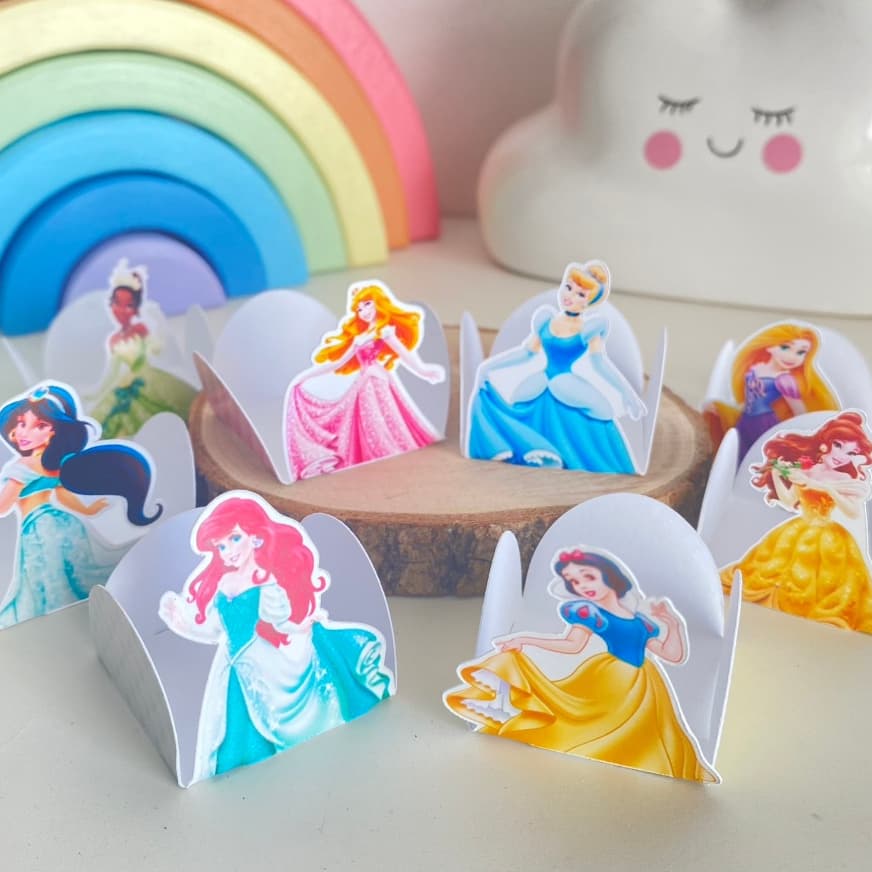 48 forminhas para doces luxo brigadeiro festa de aniversário princesas cintura saia
