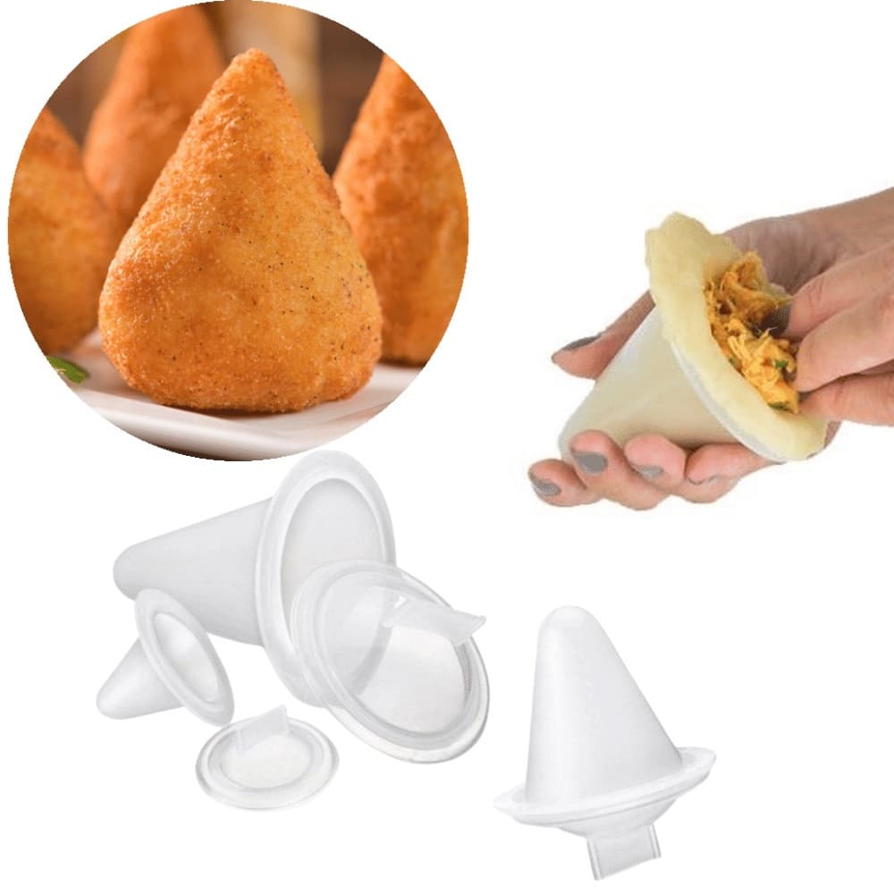 Kit 3 Formas de Coxinha Modeladora Salgadinho 3 Tamanhos P M G Bar Lanchonete Festa Padaria
