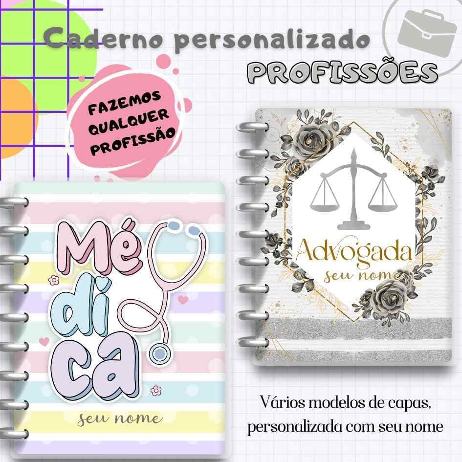 Caderno de discos profissão 3 tamanhos fazemos qualquer profissão