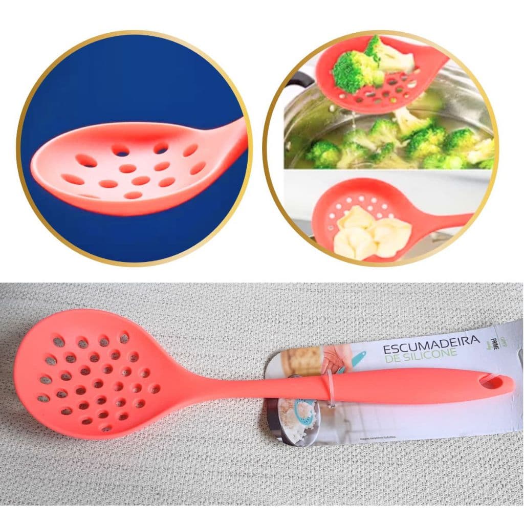 Escumadeira De Silicone Grande 29cm super resistente a altas temperaturas