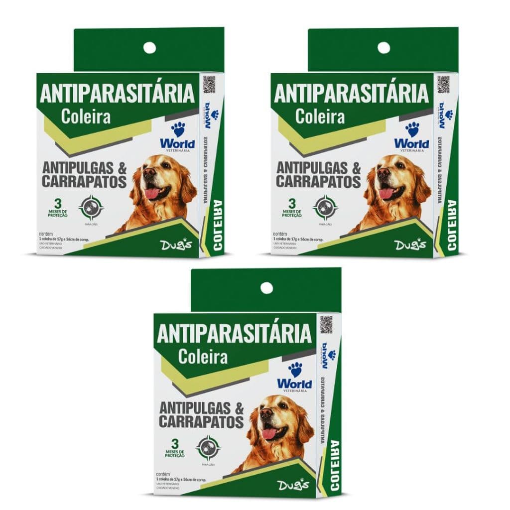 Coleira para cachorro Antipulgas E Carrapatos  - 3 Unidades