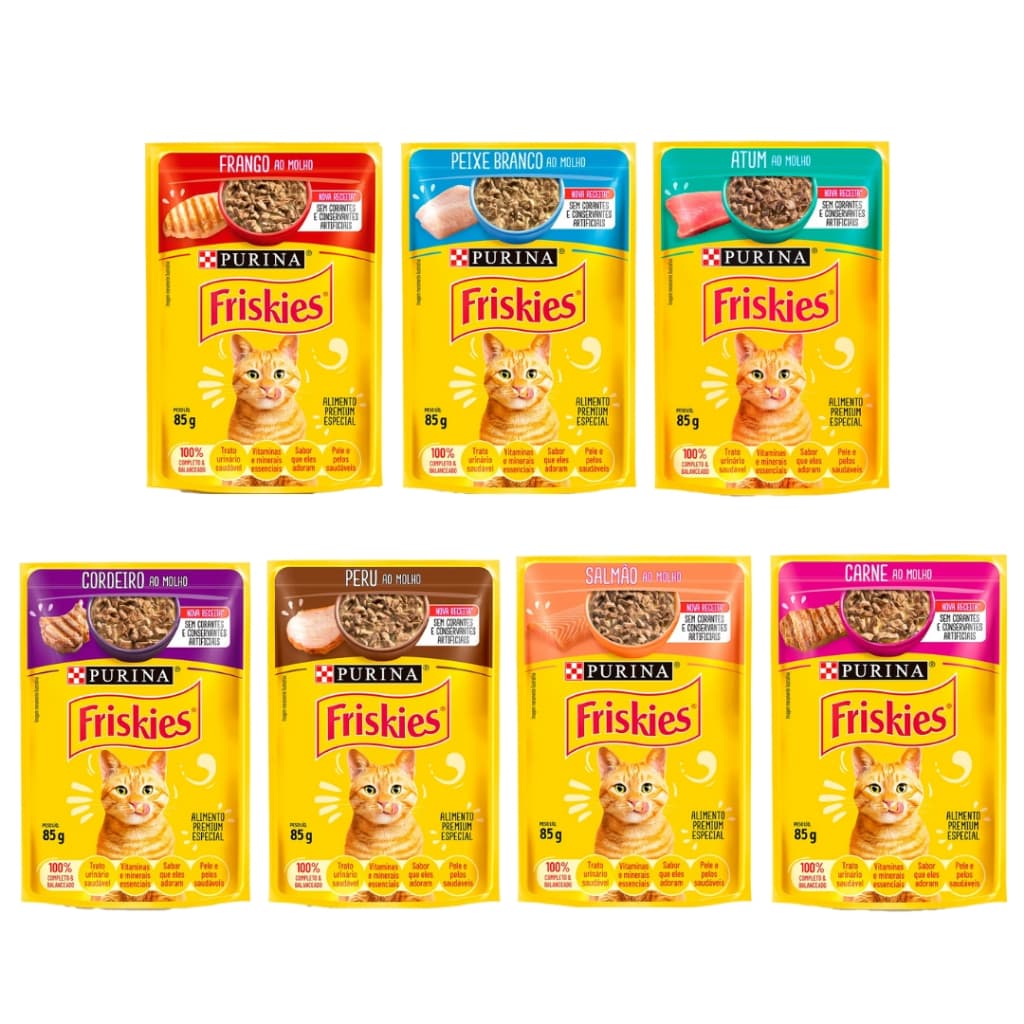 Sachê FRISKIES Para Gatos Adultos 85g - Sabores - 1 ou 5 Unidades