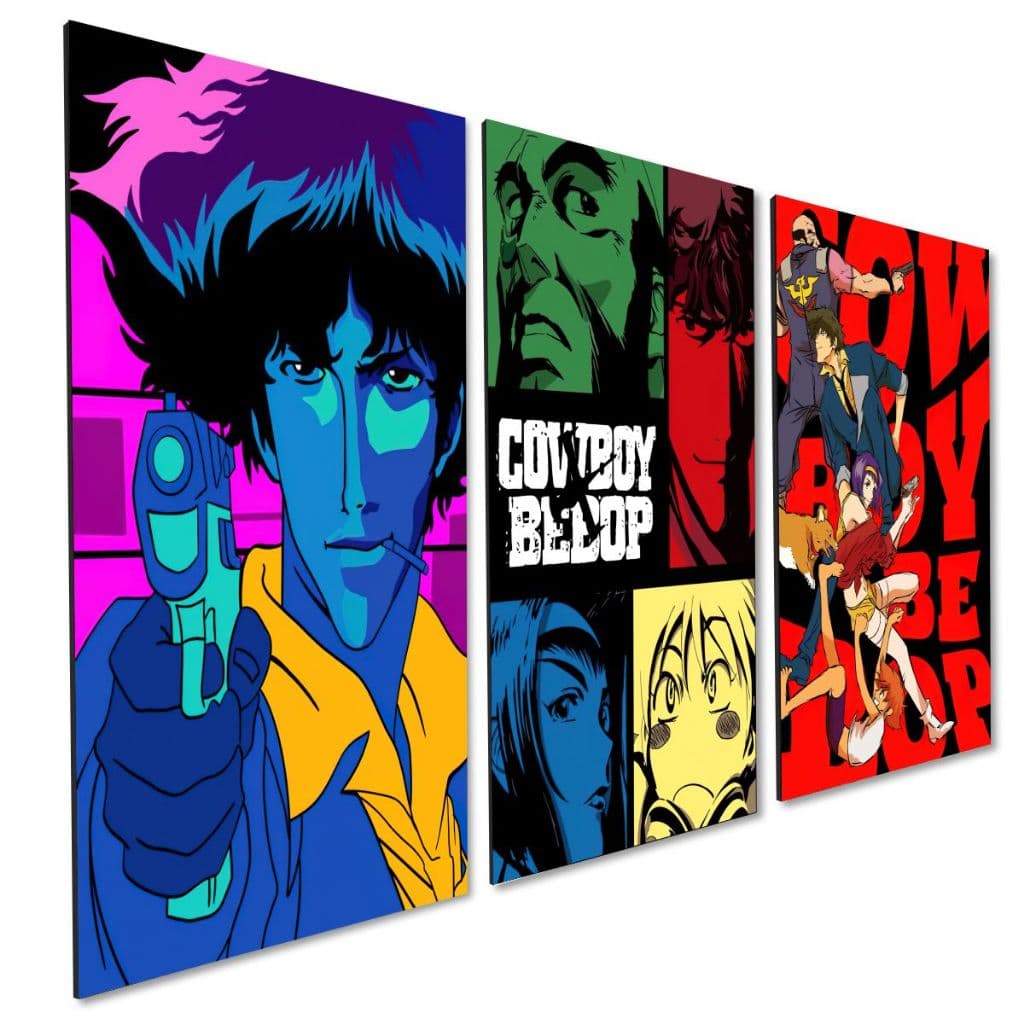 kit 3 Quadro Decorativo Anime Cowboy Bebop Quarto Sala Geek