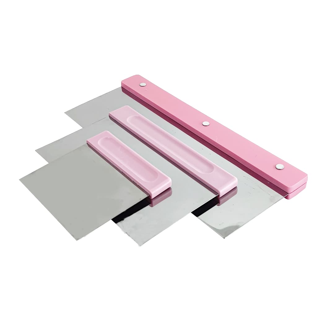 Espátula Cordtador Raspador Com Lâmina De Inox - BRANCO E ROSA - 12cm  (UNIDADE)