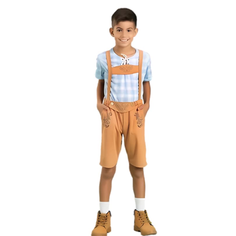 Conjunto Fantasia Infantil Menino Oktoberfest Fritz Trajes Alemã de Palco Cultural da Cerveja