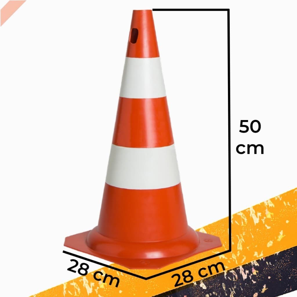 Cone de Sinalização 50 cm PVC Kit com 5 Unidades | Segurança para Trânsito, Obras e Estacionamentos