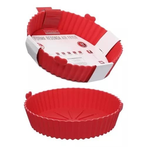 Forma de Silicone Air Fryer Antiadarente Resistente Redonda 20cm Pudim Bolo