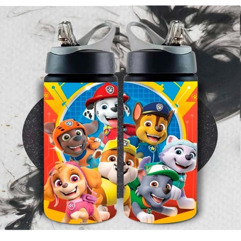 Garrafa patrulha canina Personalizada com Nome Infantil 500ml Escolar