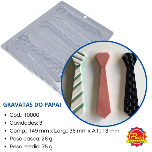 Forma Gravatas do Papai 3 Partes com Silicone C.10000 Forma para Chocolate - BWB