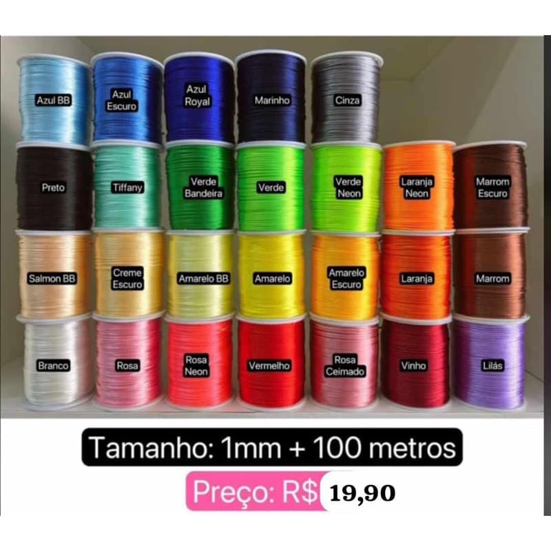 cordão seda 1 mm