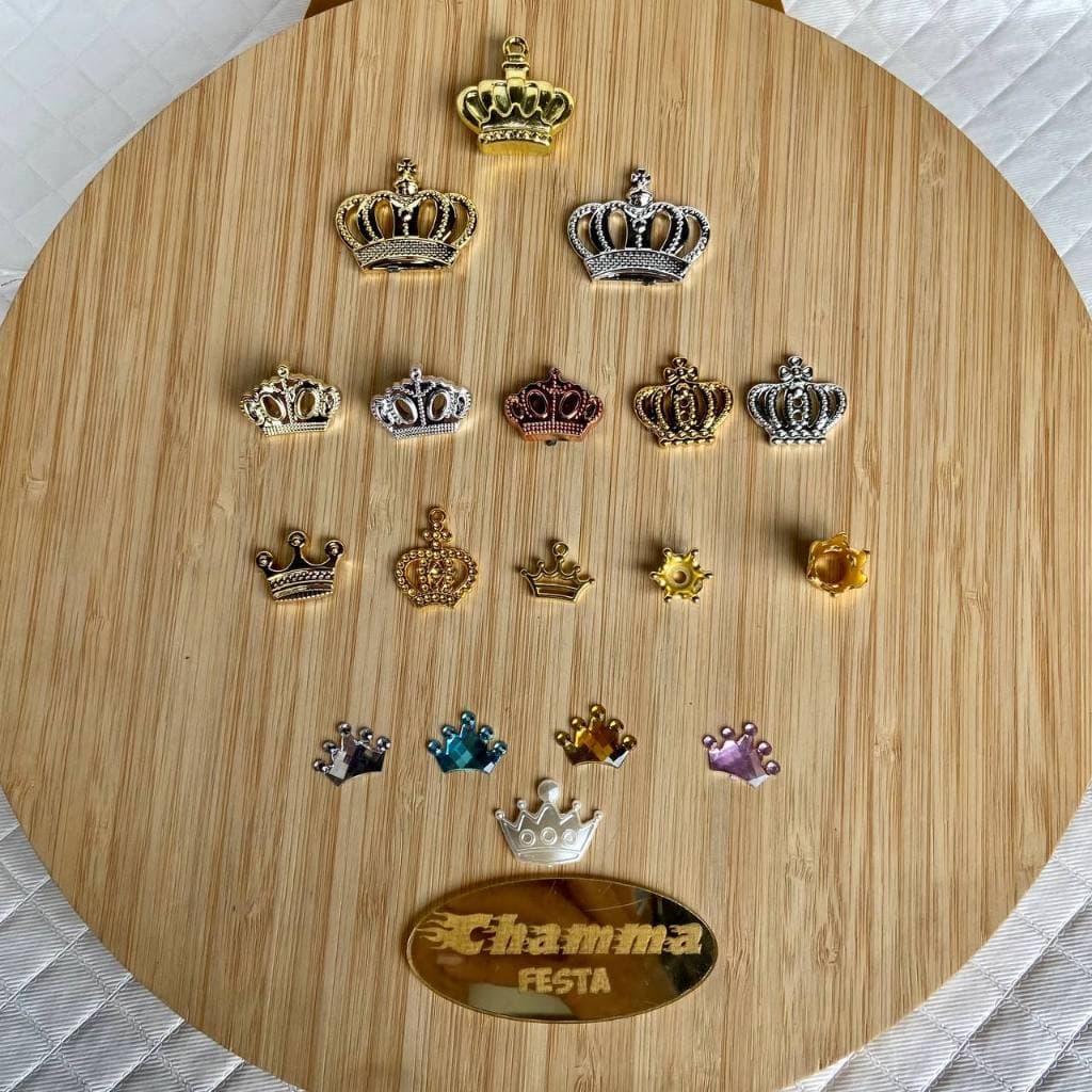 Aplique coroa 10 unidades personalizado de luxo festa princesa realeza