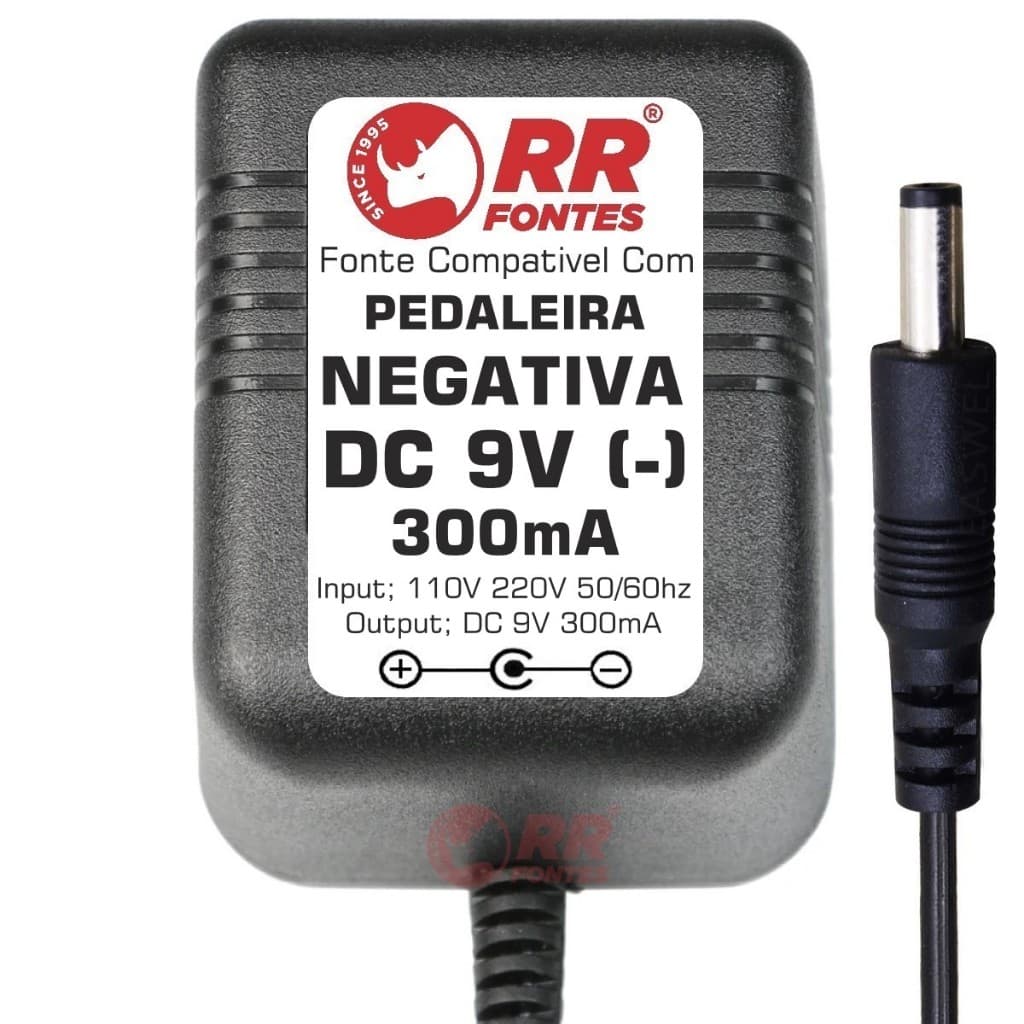 Fonte Pedaleira DC 9V Pedal De Efeitos 9v 300ma (-) Ivertido