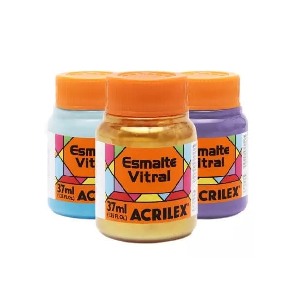 Tinta Esmalte Vitral Acrilex p/ Vidro Cerâmica Porcelana Faiança 37ml Cores