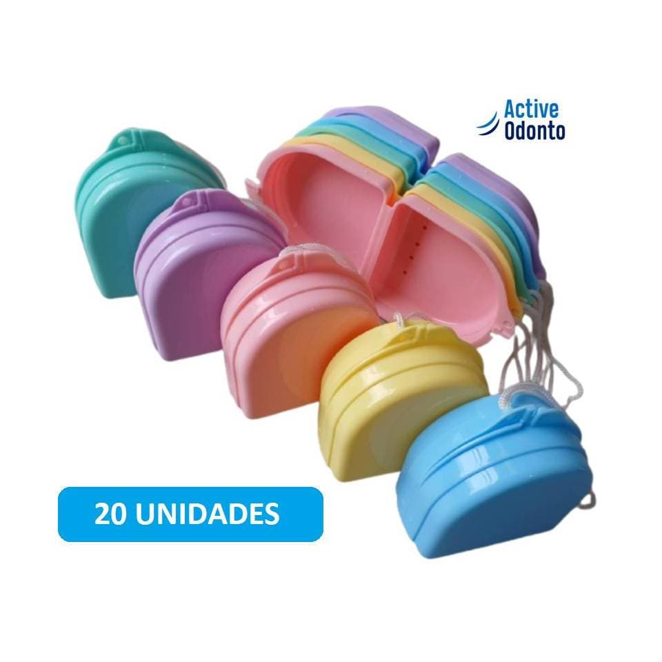 Kit 20 Caixas Estojo Para Aparelho Móvel Ortodôntico Moldeira - XL - COR PASTEL