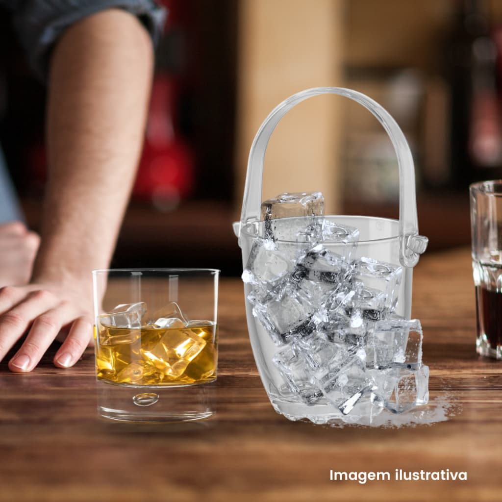 Balde Para Gelo Em Vidro Para Cerveja Champanhe Com Pegador E Alça 12cm
