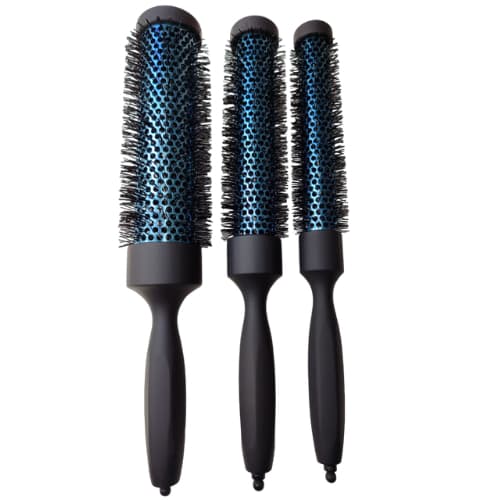 Kit 3 Escovas Termica Vazada Long Profissional P,m,g Preta 693