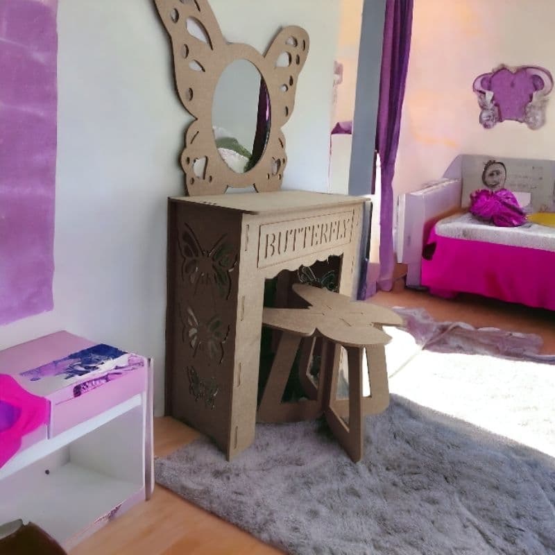 penteadeira infantil de borboleta MDF cru