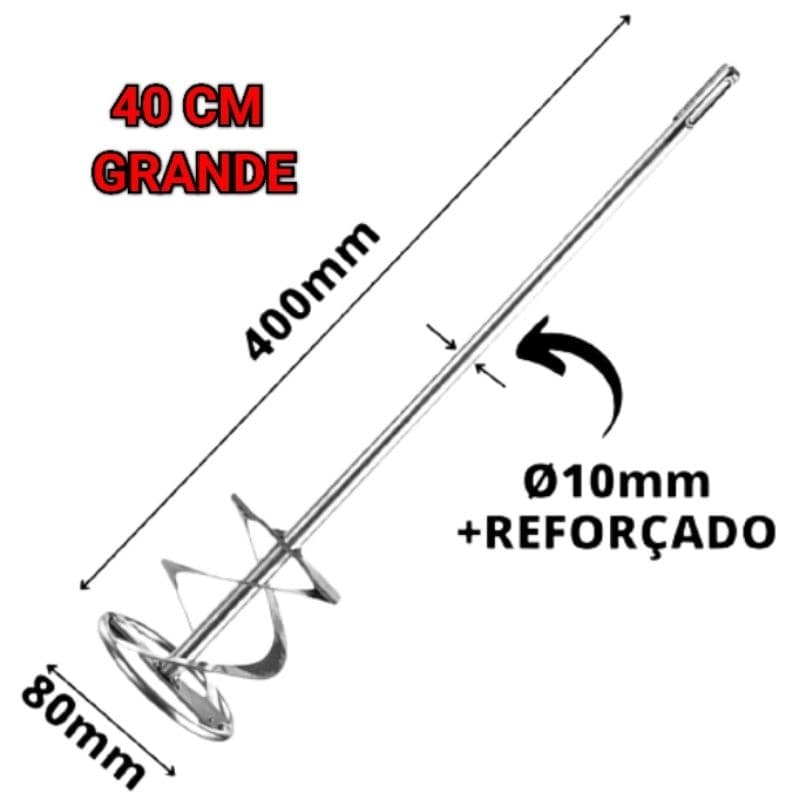 Misturador Tinta Batedor de Gesso 80x400mm Encaixe SDS Plus
