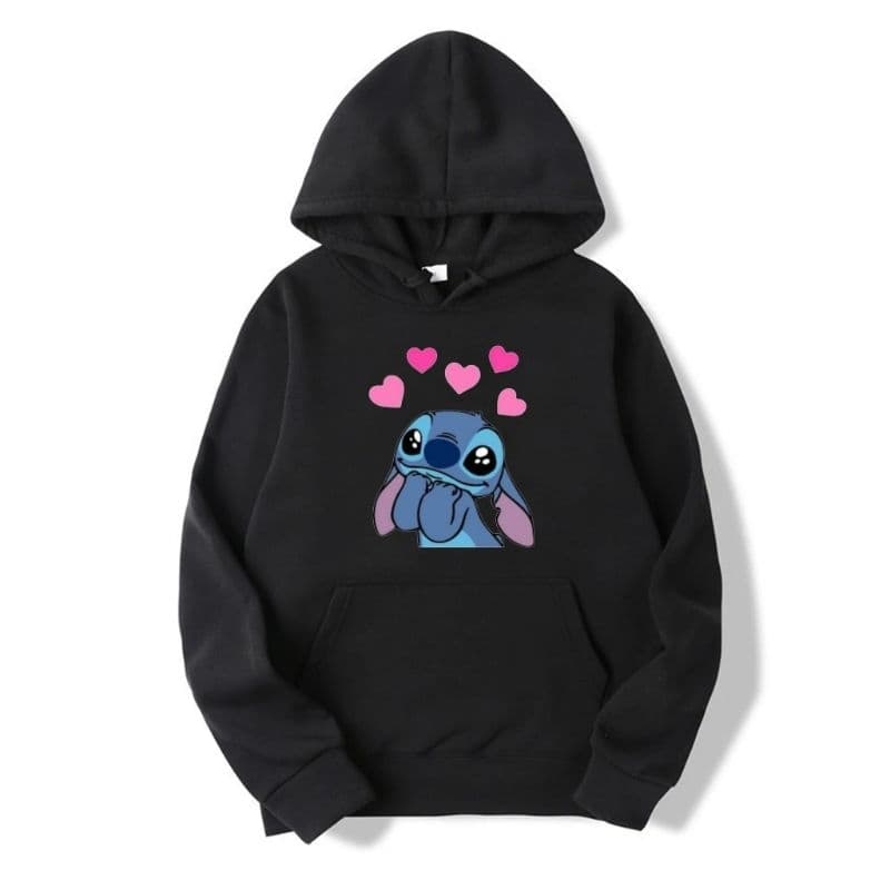 Moletom Estampado Canguru com Capuz Infantil e Juvenil Stitch Barbie