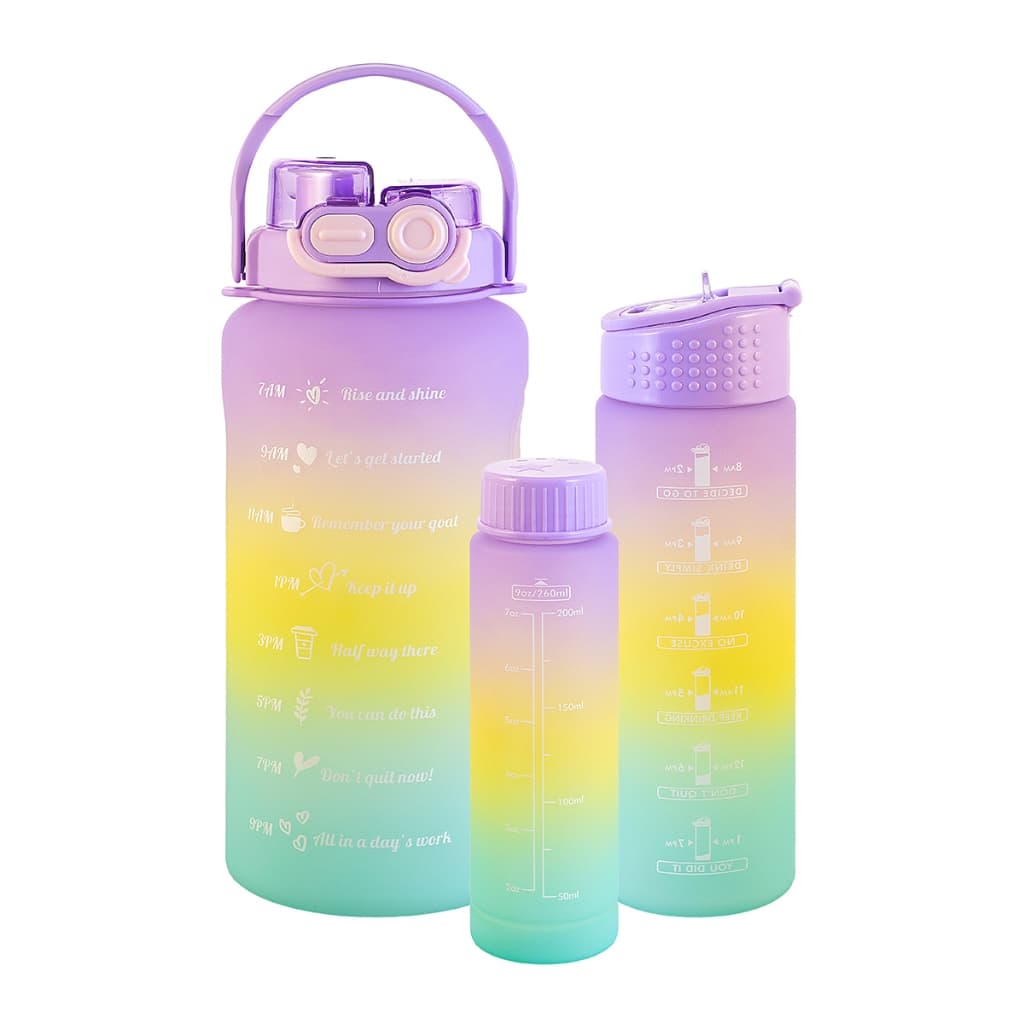 Kit 3 garrafa squeeze galão água treino academia esportiva garrafão alça garrafinha