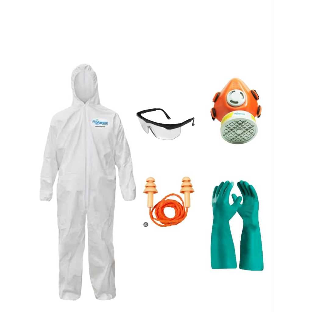 Kit Pintura Macacão max Segurança +mascara + oculos rj + Luva nitrílica + protetor ouricular