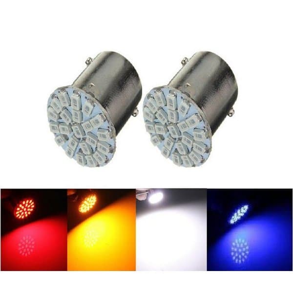 2-10x Lâmpada led carro 1 ou 2 polo 22 led VERMELHO BRANCO AZUL luz ré freio pisca P21w 1156 12v