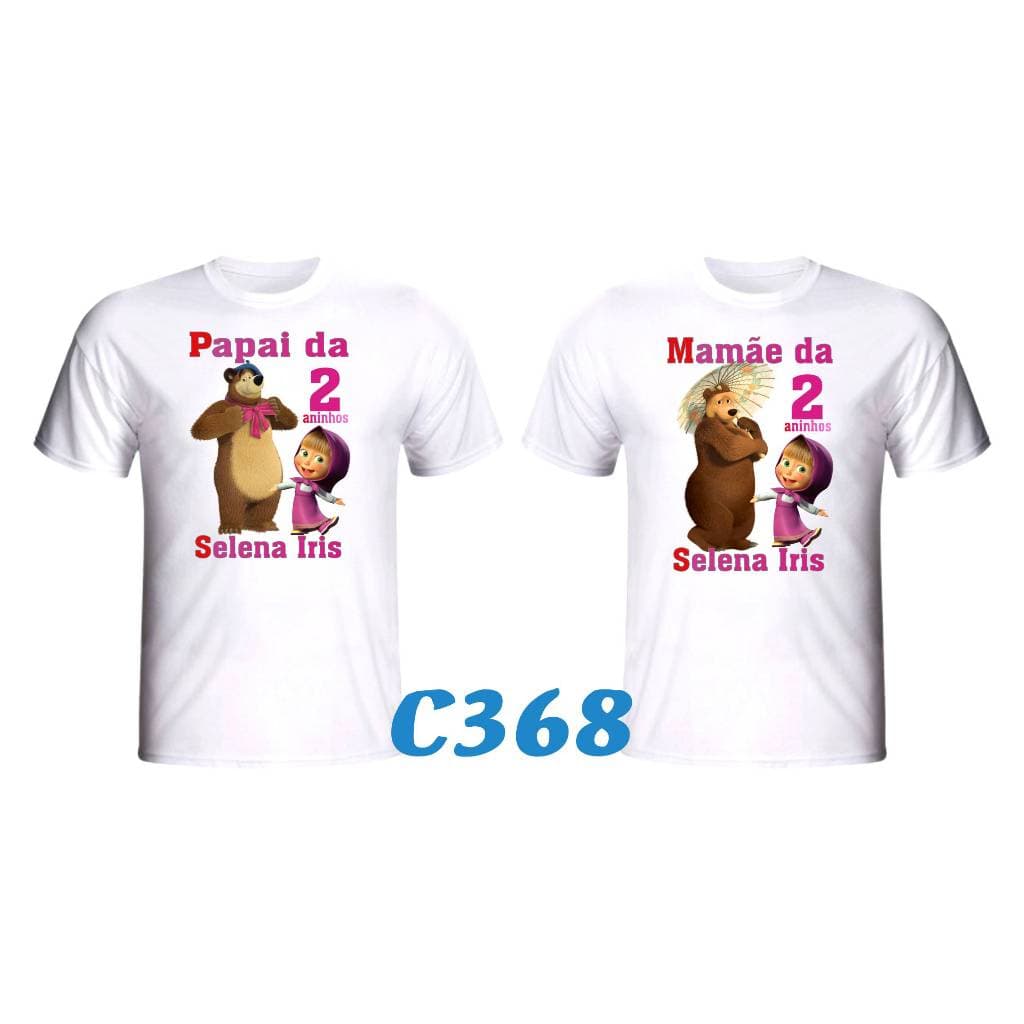 Kit 2 Camisetas Tema Marsha e o Urso Aniversário Personalizada