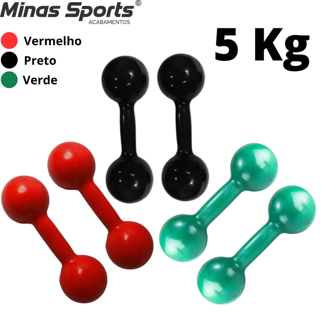 Par Pesos Halter Peso 5 Kg Cada Emborrachado Treino C/ 2 Un