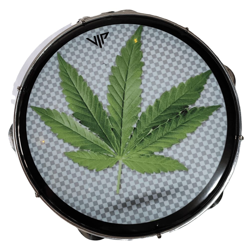 Pandeiro Profissional 10" Pele Leitosa Vip Cannabis Folha