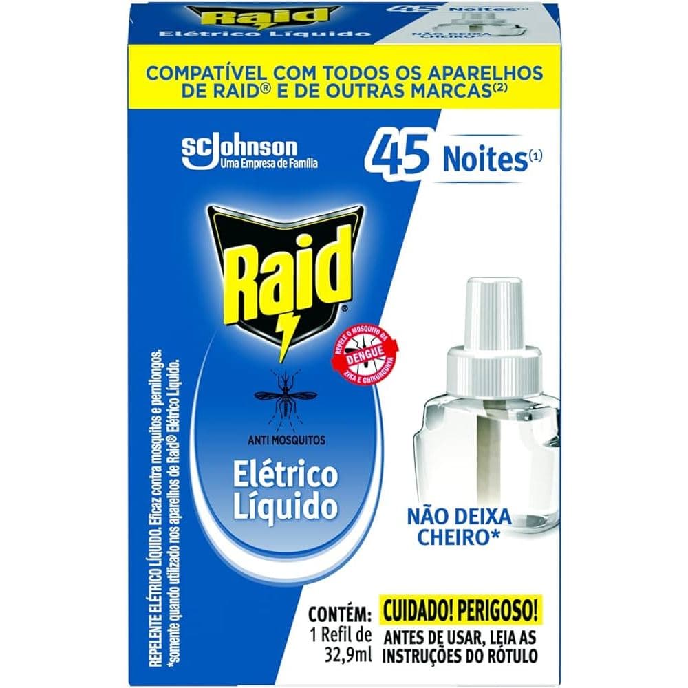 Repelente Elétrico Líquido Raid Refil 45 Noites com 21,9ml