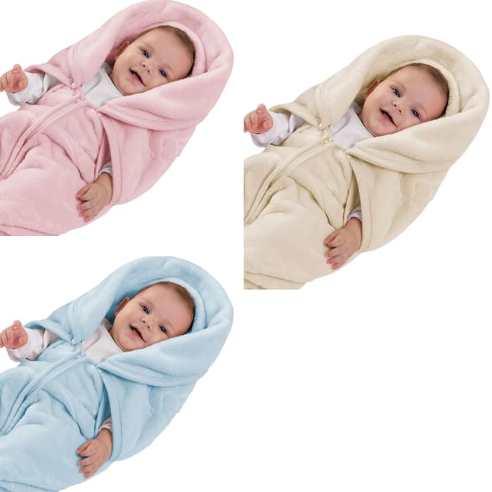 Cobertor Baby Sac Touch Texture Saco de Dormir Bebê Microfibra com Relevo Não Alérgico Rosa Azul Bege Jolitex Ternille