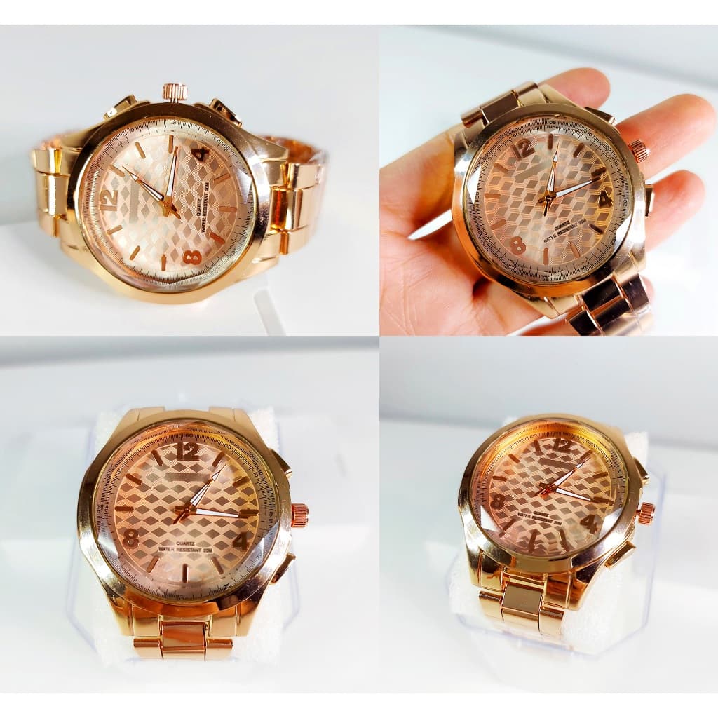 Relógio de Pulso Feminino Cor Dourado Ouro Estilo Clássico Casual