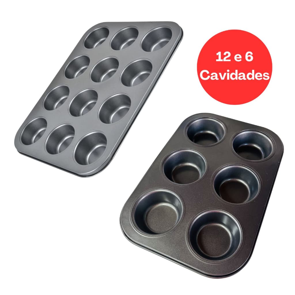Forma para Cupcake Pão de Mel Pão de Queijo Empadas 12 e 6 cavidades