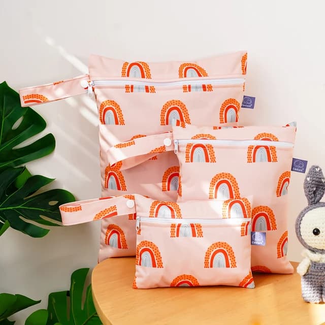 Kit 3 Sacos Necessaire Bolsas Impermeável à Prova D'Água Portátil Infantil para Fralda Roupa Brinquedo Fechamento Zíper