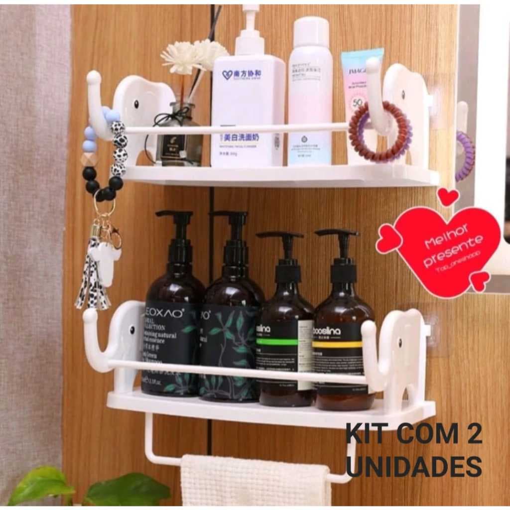 Kit 2 Suportes Elefante Prateleiras Multifuncional Banheiro Quarto Sala