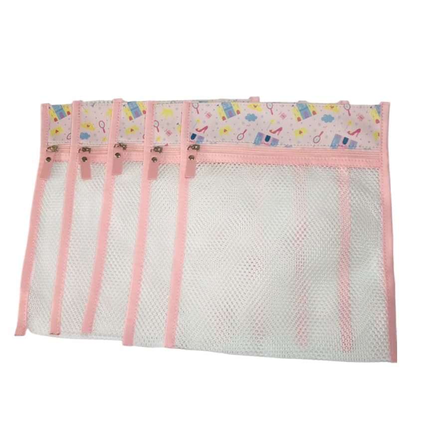 Saquinho Organizador Maternidade Viagem Mala Bebê Princesa Rosa Kit 5 Peças