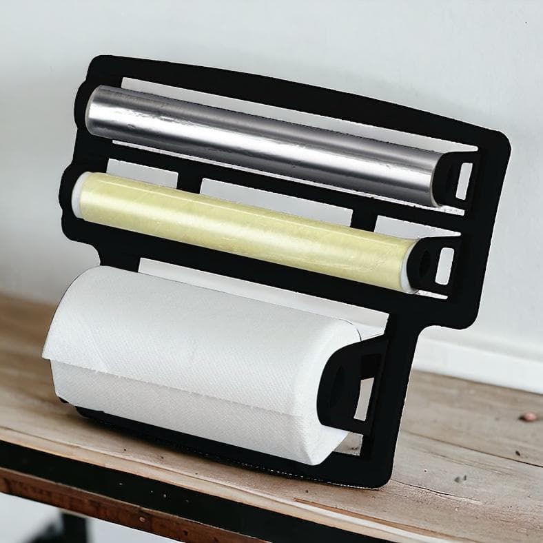 Suporte Cozinha 4x1 Plástico / Porta Papel Toalha / Alumínio / Filme De Pvc Gancho para utensílios