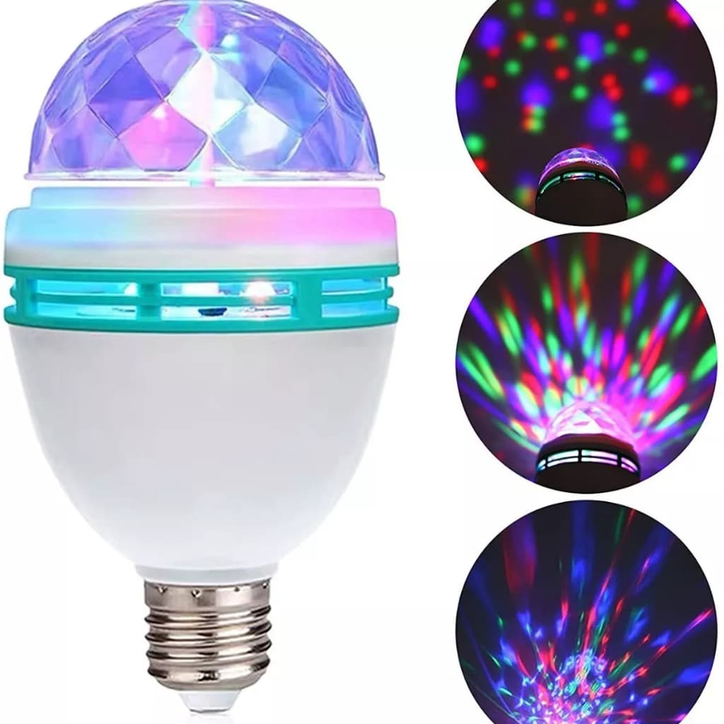 Lâmpada Giratória Colorida Led Bola Maluca Rgb