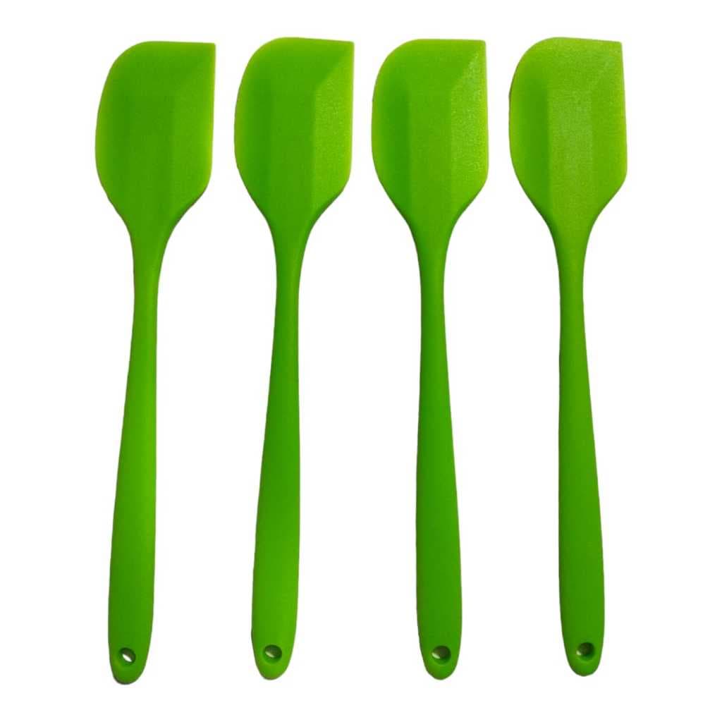 Kit Espátulas Silicone Verde Utensílio Cozinha Antiaderente Flexível Resistente ao Calor 27 cm
