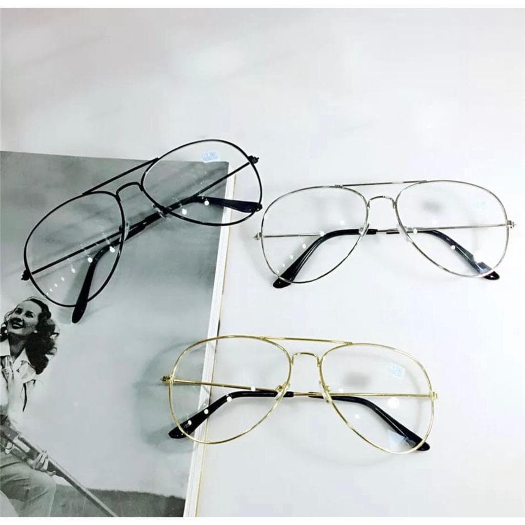 Armação Estilo Aviador Piloto Para Óculos Moda Feminina Masculina Sem Grau Clássico Transparente Piloto 23005 Tendência