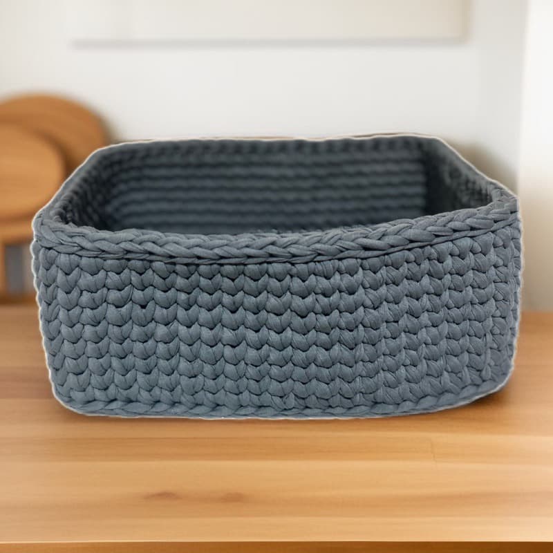 Cesto Grande Fio de Malha 30x20x12 Crochê