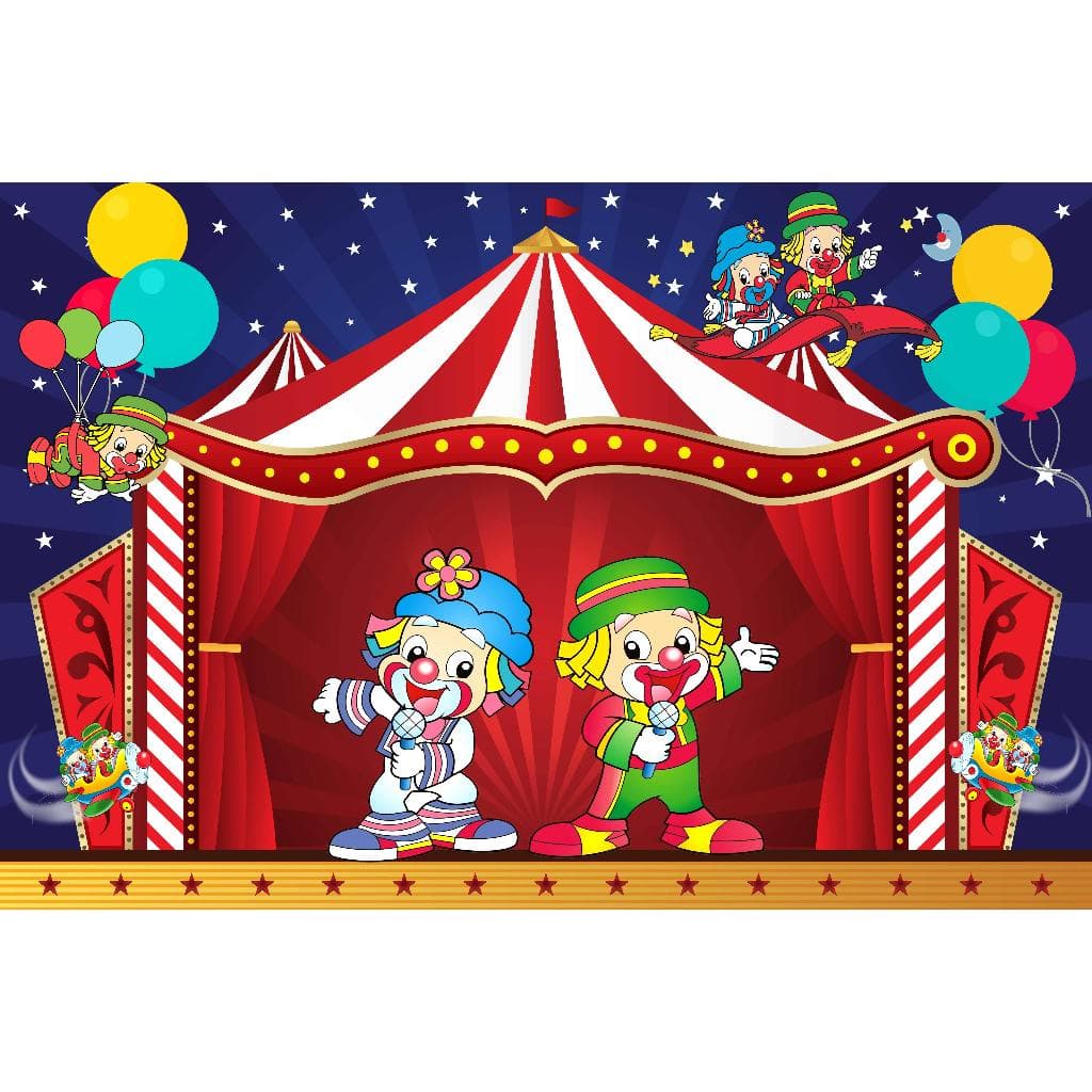 Painel banner festa decorativo circo leao magico patati patata