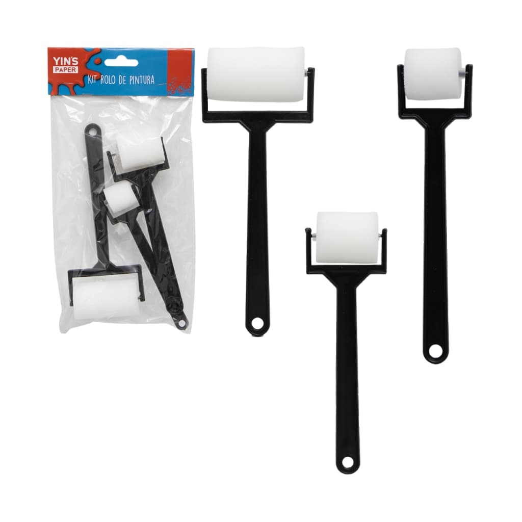 Kit 3 Rolinhos de Espuma Para Pinturas Artesanatos Escolar