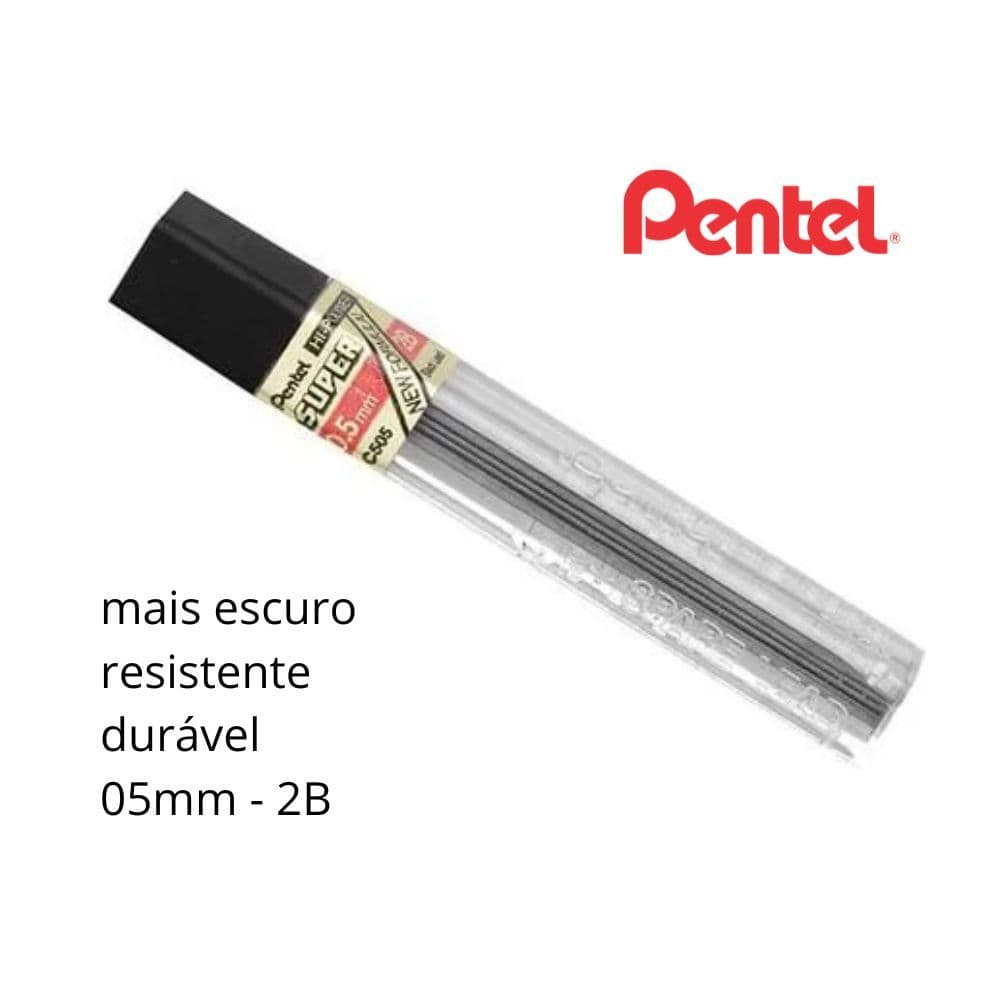Grafite Pentel 0,5 2B tubo c/12 unidades