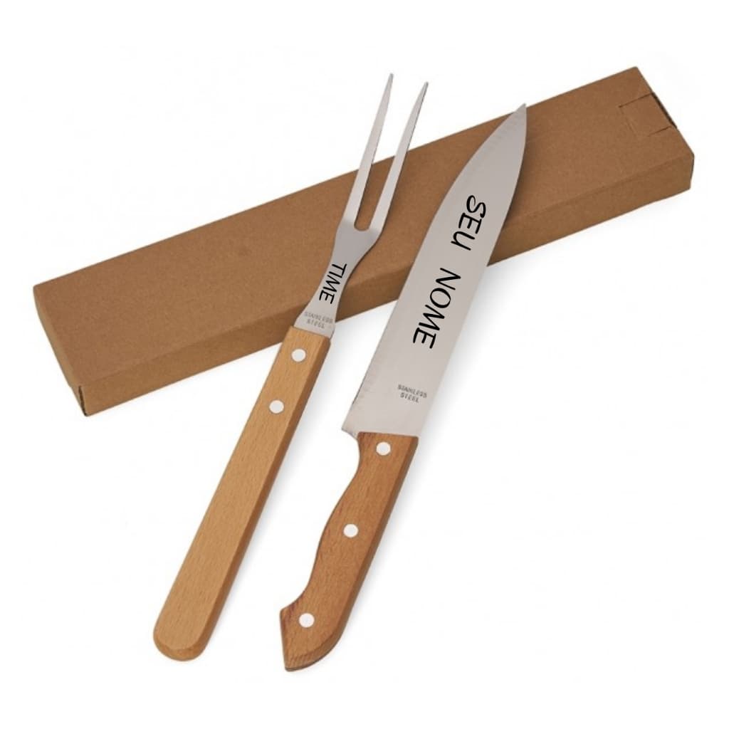 Faca e Garfo Personalizada para Carne Churrasco Cozinha Presente
