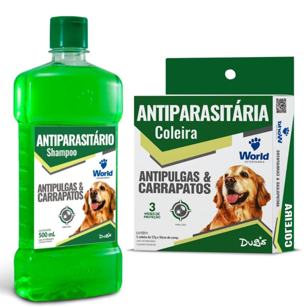 Coleira para cachorro anti pulgas e carrapatos + Shampoo ou Sabonete