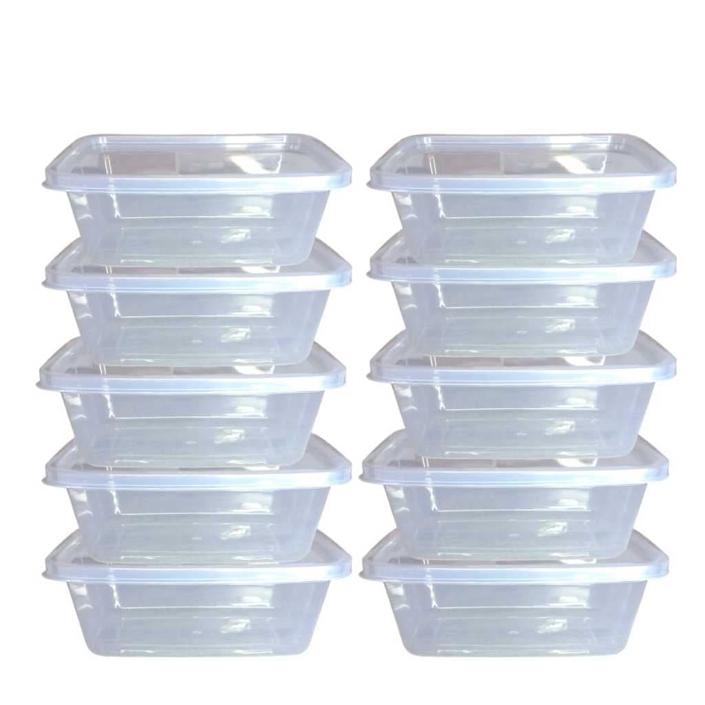 Kit 10 Potes Marmita Fitness Livre BPA  1 Litros Geladeira Alimentos Organização Casa Cozinha Freezer Microondas